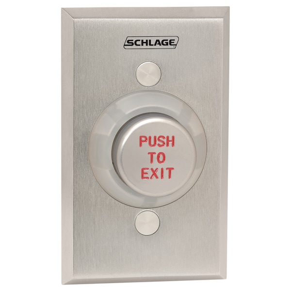 Schlage Electronics 620 Series, Single Gang Mount Push to Exit Pushbutton, Stainless Steel 621AL EX - main